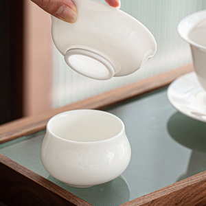 德化羊脂玉白瓷手工茶漏陶瓷茶虑网茶叶过滤器家用功夫茶具配件