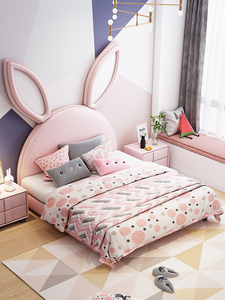 儿童床兔子耳朵床少女公主网红床单人女童床儿童房女孩女生床卧室