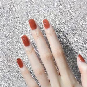 2021纯色美甲贴片成品网红爆款假指甲可取带短款夏季穿戴美甲片贴