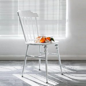 润家家居 法式复古做旧白色铁艺椅子北欧ins风欧式咖啡厅餐椅单人