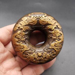 虎撑药铃古医铃双龙戏珠日月手摇铃 串铃民间乡医郎中黄铜 虎叉