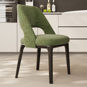 轻奢实木餐椅意式极简设计师创意棉麻布凳子酒店样版间休闲接待椅