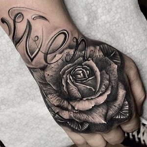 纹身贴女玫瑰花手上