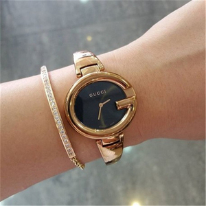 美国代购正品gucci古奇玫瑰金钢带优雅手镯式女手表ya134305