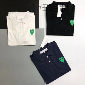 play comme des garcons川久保玲夏款男女polo衫纯棉爱心短袖t恤