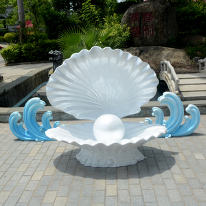 玻璃钢仿真贝壳雕塑海洋系主题婚礼婚庆舞台道具扇贝摆件装饰小品