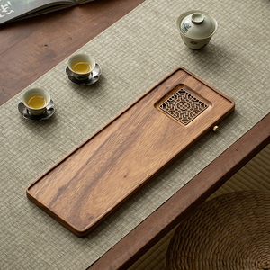 胡桃木排水式茶盘新中式小型干泡台实木功夫茶具家用简约小干泡盘