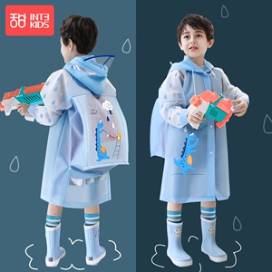 儿童雨衣男童小学生带书包位中大童上学专用宝宝男孩防水10岁雨披