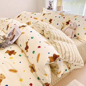 定做儿童床品纯棉三件套0.9x135x190床笠款上下铺卡通床单被罩1.2