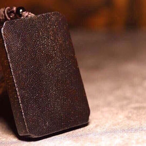 天然披毛犀角平安无事牌鱼子纹竹丝纹清晰男女挂件毛衣链吊牌摆件