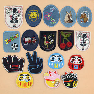 卡通补丁贴花牛仔布贴肘贴大号牛仔面料贴花修补贴服装辅料可缝烫