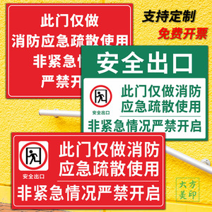 应急逃生门标识非疏散紧急安全出口指示牌打开消防通道标识牌贴纸