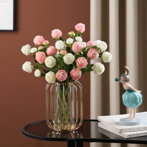高端露莲仿真花摆件轻奢客厅餐桌摆设花绢花假花花束插花花瓶套装