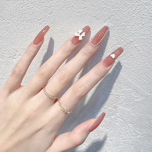 maxfine穿戴甲长甲片贴片可重复拆卸软甲配果冻胶镶钻印花美甲