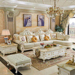 欧式真皮沙发 实木客厅欧款轻奢客厅小户型头层牛皮32米整装家具