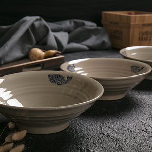 土陶农家粗陶碗面碗泡大碗斗笠碗和陶汤碗日式韩式陶瓷碗洋井面碗
