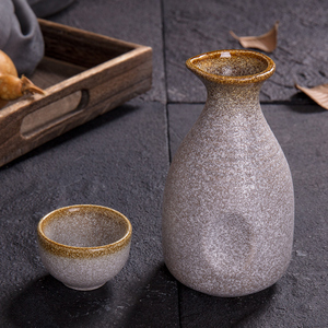 日韩式陶瓷清酒壶酒杯 家用小酒瓶酒盅 出口日本粗陶金边酒具套装