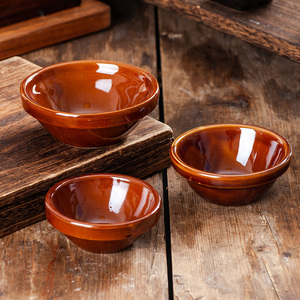 陶瓷饭碗复古风斗笠碗商用粗陶米饭土陶小碗中式酒碗4.5寸斗碗