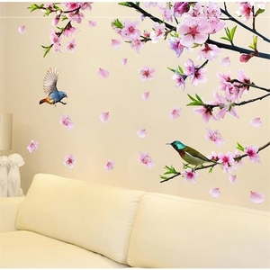 3d立体墙贴墙花卧室房间装饰品贴画墙画壁画温馨墙纸自粘三月桃花