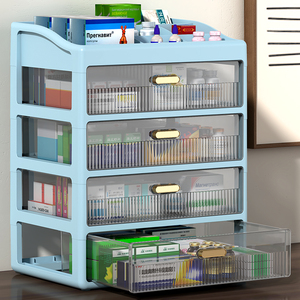 多层抽屉式医药箱家庭装家用大容量药品药物分类大号透明收纳盒子