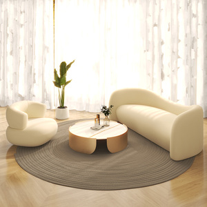沙发轻奢北欧网红布艺服装店美容院接待休息区小户型客厅弧形三人