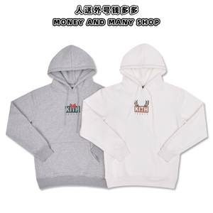 潮牌kith字母印花圣诞节限定高街宽松冬季加绒保暖连帽卫衣情侣款