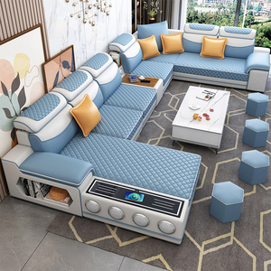 现代简约科技布布艺沙发客厅大小户型U型整装组合乳胶多功能沙发