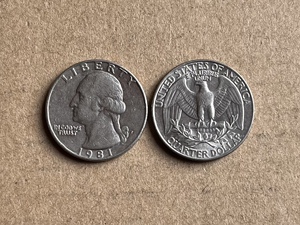 美国25美分硬币 华盛顿 老鹰