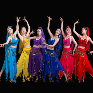 印度舞演出服女2021新款套装天竺少女性感沙丽肚皮舞蹈表演服成人