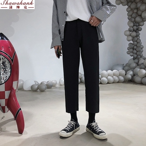 西装九分裤男皮鞋