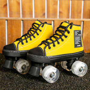 新款抖音双排旱冰鞋四轮儿童成年轮滑鞋溜冰场初学者成人溜冰鞋