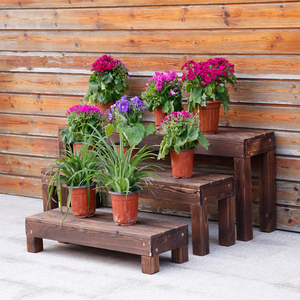 户外防腐木花架阳台实木多肉植物花架落地式多层台阶花架庭院装饰