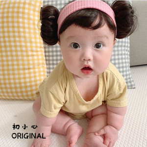 春夏婴儿发带韩国男女宝宝可爱假发头饰婴幼儿公主宽边护囟门发饰