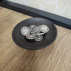 扁银扣,棉麻大衣银扣子,扁圆扣子吊坠八卦扁扣环复古大衣银扣子