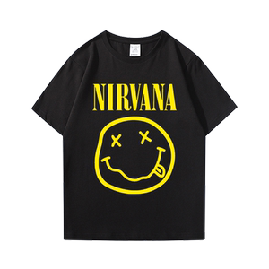 nirvana涅盘乐队短袖科特柯本kurt cobain欧美摇滚纯棉笑脸t恤潮
