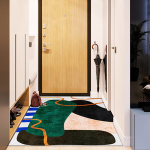 北欧抽象艺术入户地毯家用pvc丝圈入门地垫进户门脚垫门垫可裁剪