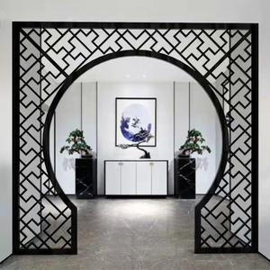实木月亮门花格中式月洞拱门客厅仿古隔断屏风电视背景墙装饰定制