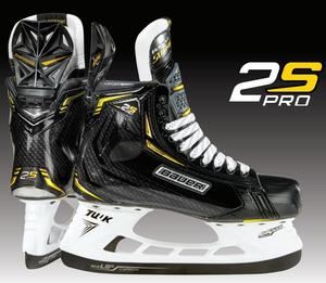 18年新款bauer 2S PRO冰球鞋 鲍尔青少年成人黑色刀钢比赛冰刀鞋