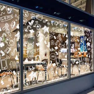 玻璃门广告贴纸玻璃贴静电透明透光膜抽象创意定制帖纸贴画玻璃膜