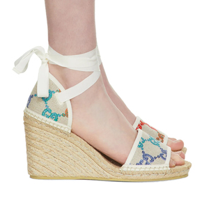 【deluxe】gucci古奇 22ss 女士多色徽标图案草编凉鞋652895uft80