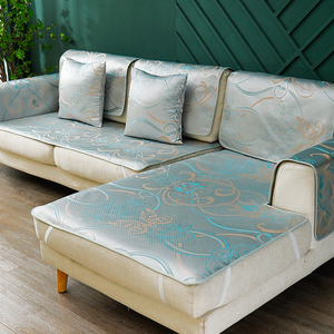 夏季凉席冰丝沙发垫套全包罩巾坐垫子布艺防滑四季通用可水洗绿色