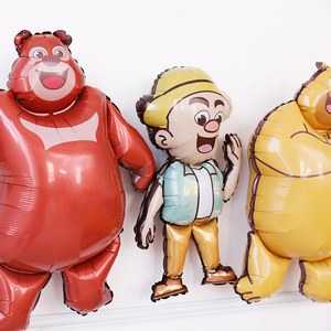 快乐熊出没主题熊大熊二光头强铝膜卡通气球儿童生日派对手持棒