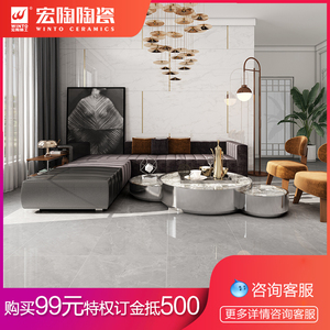 通体大理石瓷砖地砖600x1200客厅地板砖现代简约 爱玛灰tpgm26022
