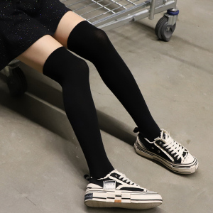 长筒袜女过膝潮ins黑色袜子女秋冬中筒袜日系高筒袜长袜小腿袜厚