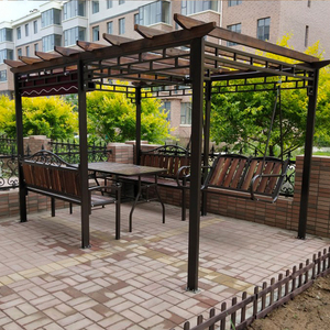 户外葡萄架防腐木凉亭子庭院遮阳棚休闲花园铁艺花架秋千摇椅帐篷