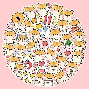 40张卡通可爱动物仓鼠手账贴纸装饰小图案手帐素材手机水杯杯子杯贴