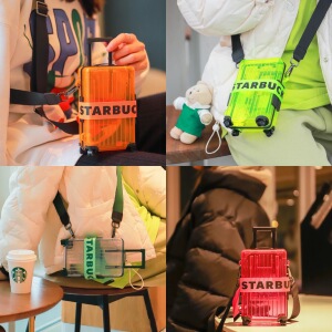 星巴克行李箱mini拉链有星相伴炫彩迷你旅行箱斜挎包