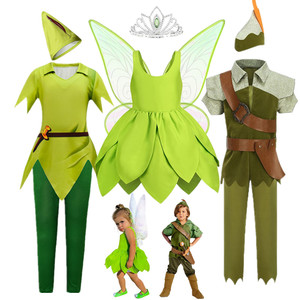 儿童绿色小精灵cosplay舞蹈演出小叮当公主裙服装小飞侠Peter Pan