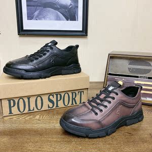 头层牛皮鞋polo