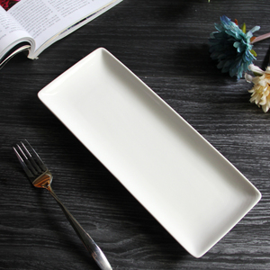 纯白色托盘长方形盘子陶瓷 创意家用日式寿司盘餐具 北欧式早餐盘